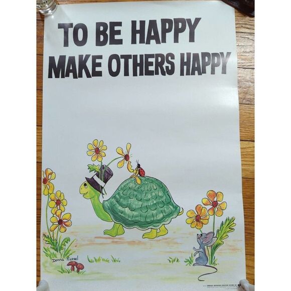 Vintage Poster - To Be Happy Make Others Happy - Combined Motivation Educ 1971
